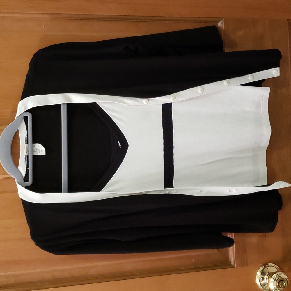COTE FEMME Cardigan & Tank Top Set, Ultra soft & Stretchy 3/4 Sleeve Black White